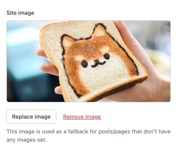 Screenshot of the Site image setting in the Site basics settings in Yoast SEO.