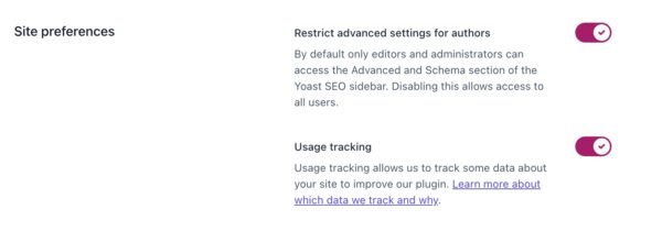 Screenshot of the Site preferences section in the Site basics settings in Yoast SEO.