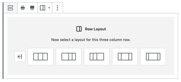 The 'Row Layout' tool in WordPress' block editor